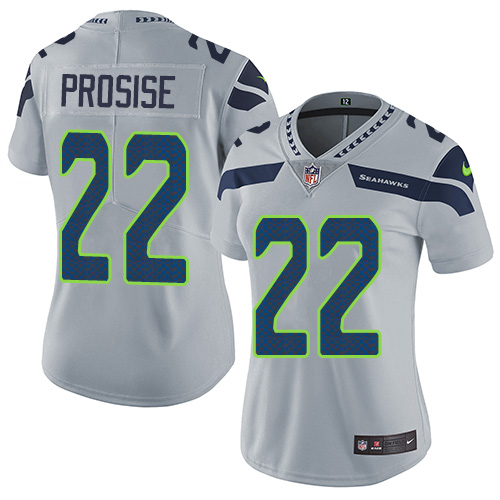 Nike Seahawks #22 C. J. Prosise Grey Alternate Women's Stitched NFL Vapor Untouchable Limited Jersey